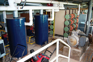 cluttered boiler room