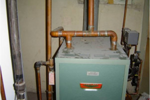 copper piping on a steam boiler