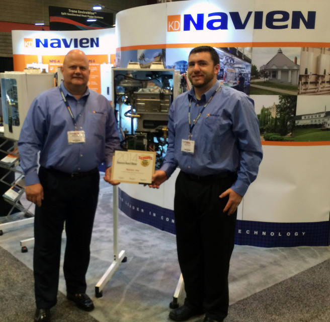 14 0910 Navien NCB Wins Comfortech Product Showcase Award Brian Fenske + Eric Ashley3