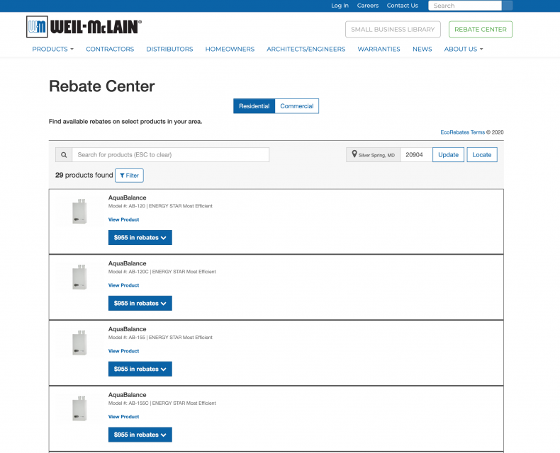 Weil McLain Rebate Center